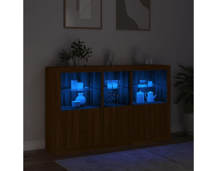 Sonata H Сайдборд с LED светлини, кафяв дъб, 162x37x100 см Sonata H Сайдборд с LED светлини, кафяв дъб, 162x37x100 см