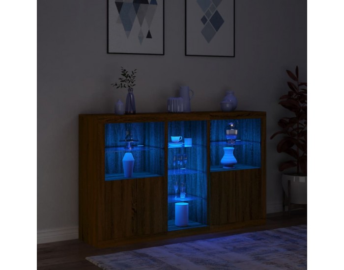 Sonata H Сайдборд с LED светлини, кафяв дъб, 162x37x100 см Sonata H Сайдборд с LED светлини, кафяв дъб, 162x37x100 см