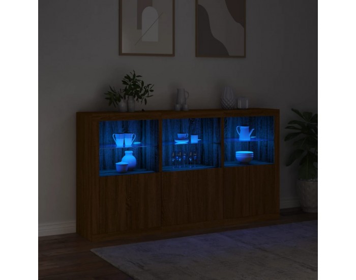 Sonata H Сайдборд с LED светлини, кафяв дъб, 181,5x37x100 см Sonata H Сайдборд с LED светлини, кафяв дъб, 181,5x37x100 см