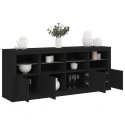 Sonata H Сайдборд с LED светлини, черен, 163x37x67 см - Шкафове, Витрини, Модулни секции