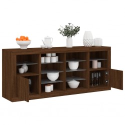 Sonata H Сайдборд с LED светлини, кафяв дъб, 163x37x67 см - Шкафове, Витрини, Модулни секции