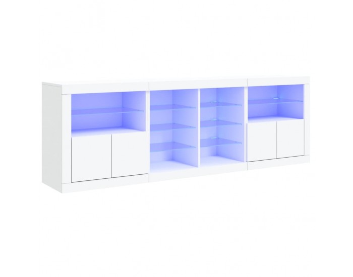 Sonata H Сайдборд с LED светлини, бял, 202x37x67 см Sonata H Сайдборд с LED светлини, бял, 202x37x67 см