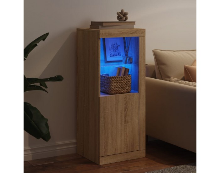 Sonata H Сайдборд с LED светлини, сонома дъб, 41x37x100 см Sonata H Сайдборд с LED светлини, сонома дъб, 41x37x100 см