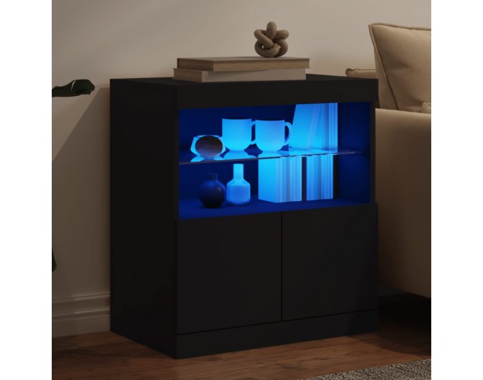 Sonata H Сайдборд с LED светлини, черен, 60x37x67 см Sonata H Сайдборд с LED светлини, черен, 60x37x67 см