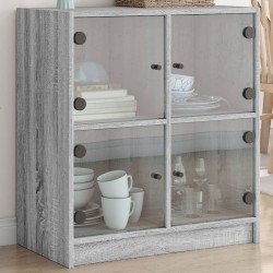 Sonata H Страничен шкаф със стъклени врати, сив сонома, 68x37x75,5 см - Шкафове, Витрини, Модулни секции