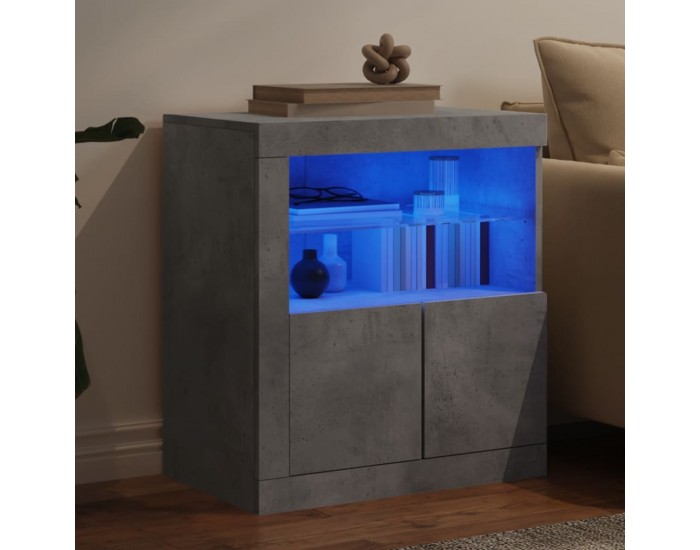 Sonata H Сайдборд с LED светлини, бетонно сив, 60,5x37x67 см Sonata H Сайдборд с LED светлини, бетонно сив, 60,5x37x67 см