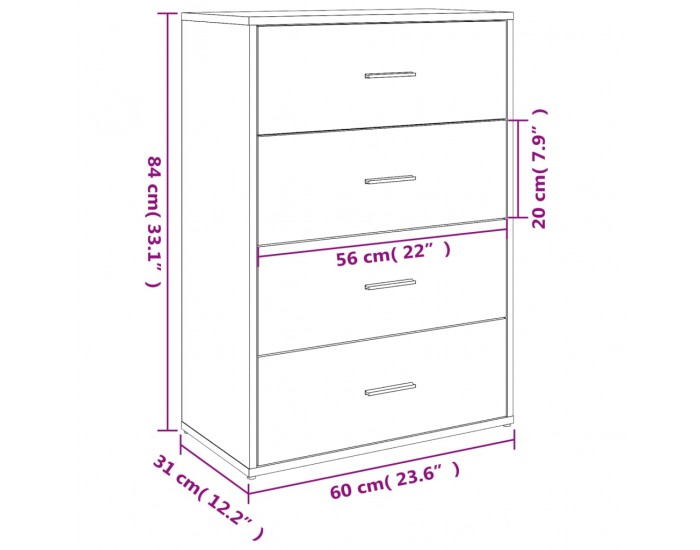 Sonata H Бюфет бетонно сив 60x31x84 см инженерно дърво Sonata H Бюфет бетонно сив 60x31x84 см инженерно дърво