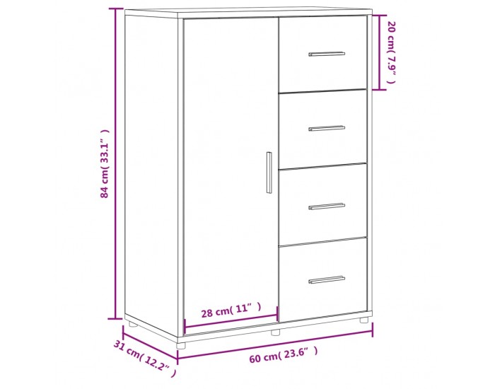 Sonata H Бюфет бетонно сив 60x31x84 см инженерно дърво Sonata H Бюфет бетонно сив 60x31x84 см инженерно дърво