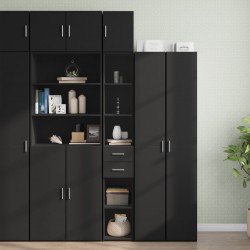 Sonata H Тесен шкаф за съхранение черен 30x42,5x225 см инженерно дърво - Шкафове, Витрини, Модулни секции