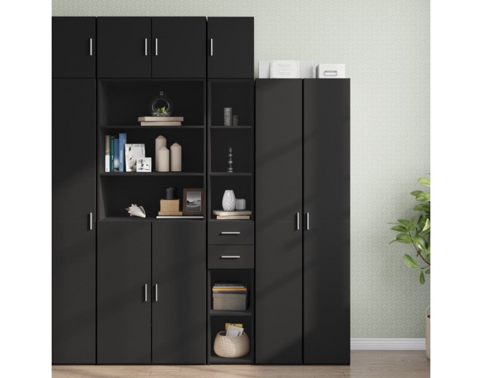 Sonata H Тесен шкаф за съхранение черен 30x42,5x225 см инженерно дърво Sonata H Тесен шкаф за съхранение черен 30x42,5x225 см инженерно дърво