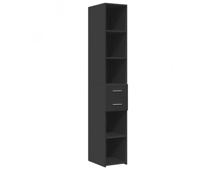 Sonata H Тесен шкаф за съхранение черен 30x42,5x225 см инженерно дърво Sonata H Тесен шкаф за съхранение черен 30x42,5x225 см инженерно дърво