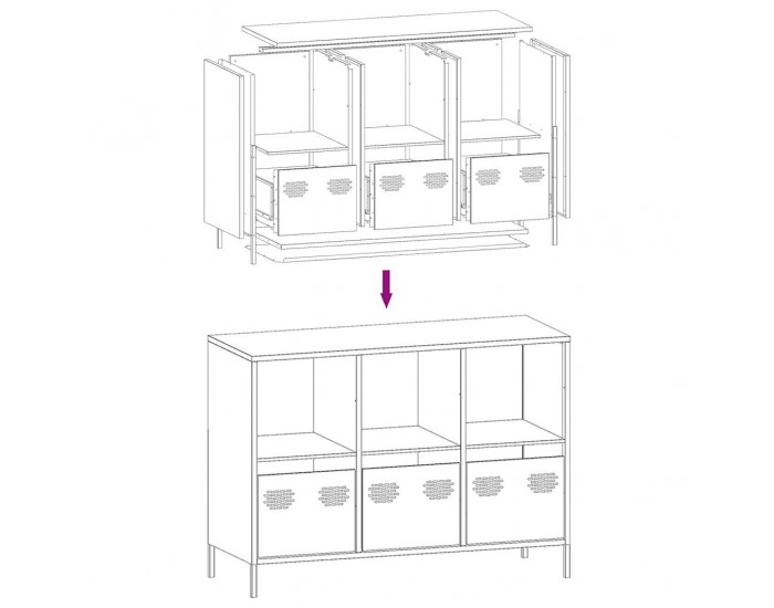 Sonata H Бюфет, черен, 101,5x39x73,5 см, студеновалцувана стомана Sonata H Бюфет, черен, 101,5x39x73,5 см, студеновалцувана стомана
