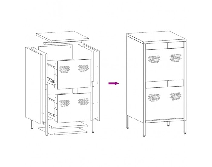 Sonata H Бюфет, маслиненозелен, 35x39x73,5 см, студеновалцувана стомана