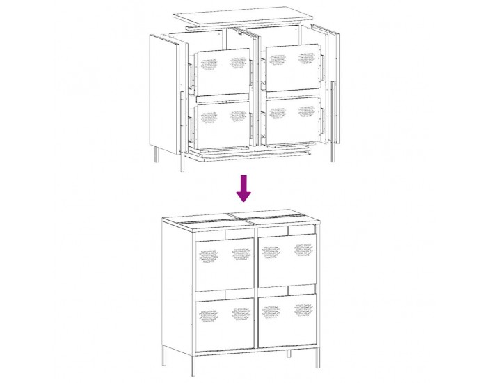 Sonata H Бюфет, бял, 68x39x73,5 см, студеновалцувана стомана