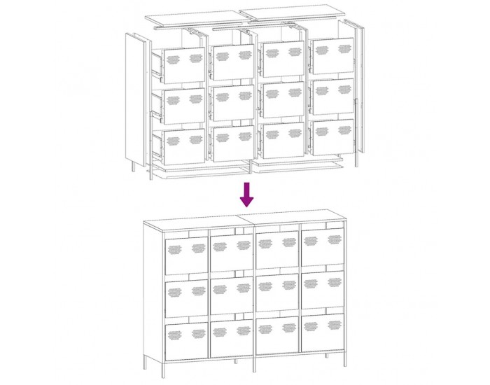Sonata H Бюфет маслиненозелен 135x39x103,5 см студеновалцувана стомана