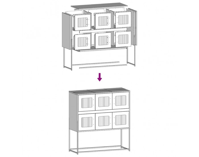 Sonata H Бюфет, бял, 100,5x39x107 см, студеновалцувана стомана