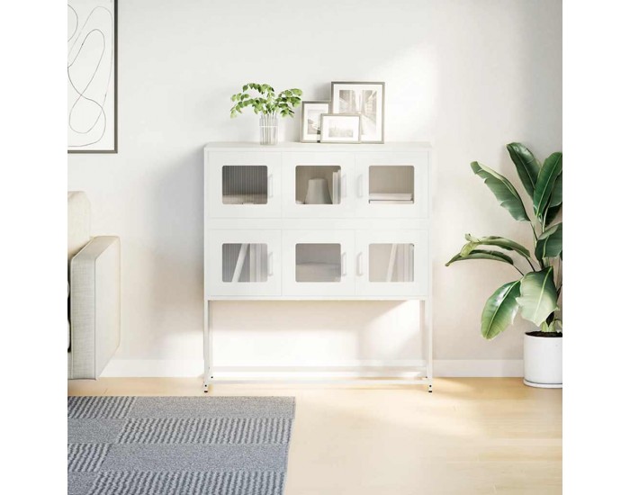 Sonata H Бюфет, бял, 100,5x39x107 см, студеновалцувана стомана