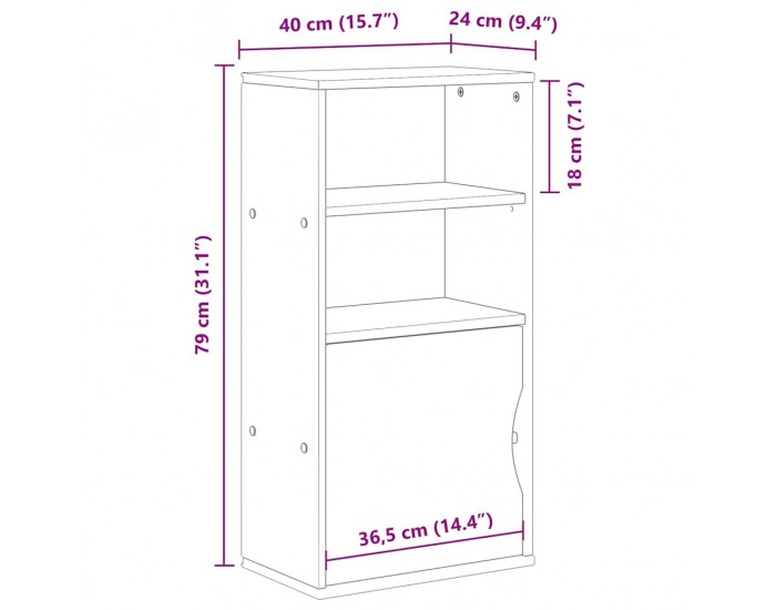 Sonata H Страничен шкаф ODDA 40x24x79 cm масивна дървесина бор Sonata H Страничен шкаф ODDA 40x24x79 cm масивна дървесина бор