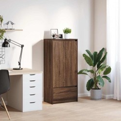 Sonata H Шкаф с чекмеджета, кафяв дъб 55,5x34x119,5 см, инженерно дърво - Шкафове, Витрини, Модулни секции