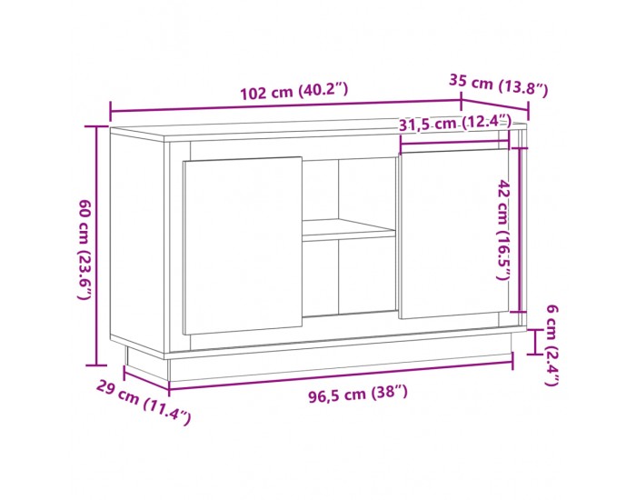 Sonata H Шкаф Artisan Дъб 102x35x60 cm Инженерна дървесина