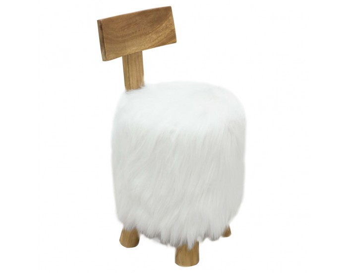 Sonata H Табуретка, бяла, тиково дърво масив