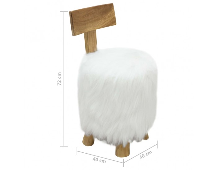 Sonata H Табуретка, бяла, тиково дърво масив