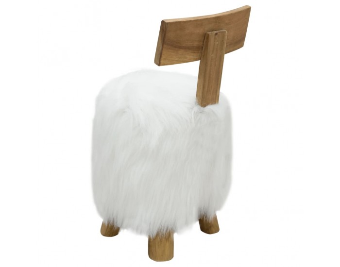 Sonata H Табуретка, бяла, тиково дърво масив