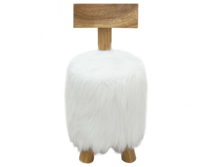 Sonata H Табуретка, бяла, тиково дърво масив