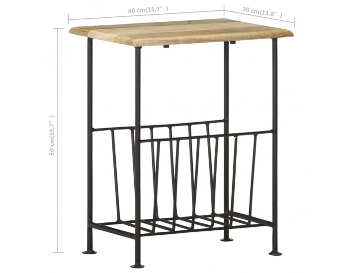 Sonata H Поставка за списания 40x30x50 см мангово дърво масив и стомана Sonata H Поставка за списания 40x30x50 см мангово дърво масив и стомана