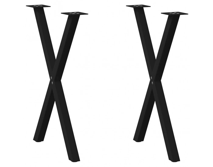 Sonata H Крака за маса за хранене с форма на X 2 бр. черни 50x(72-73) cm