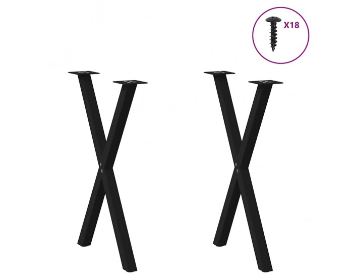 Sonata H Крака за маса за хранене с форма на X 2 бр. черни 50x(72-73) cm