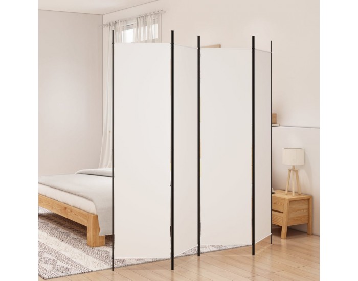 Sonata H Параван за стая, 4 панела, бял, 200x200 см, текстил