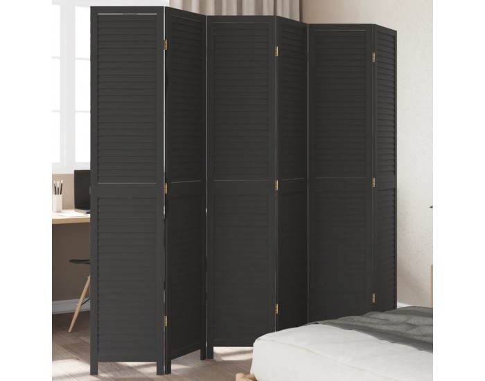 Sonata H Разделител за стая, 6 панела, черен, дърво пауловния масив