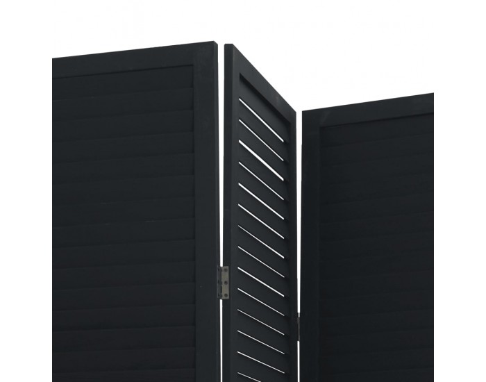 Sonata H Разделител за стая, 6 панела, черен, дърво пауловния масив