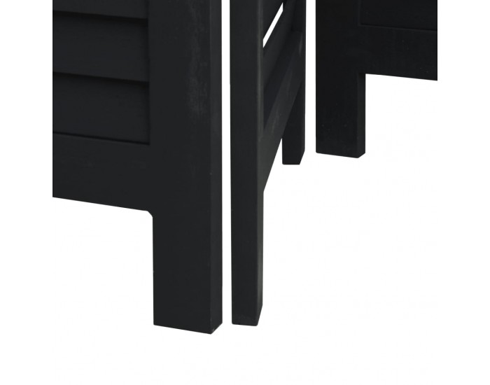 Sonata H Разделител за стая, 6 панела, черен, дърво пауловния масив