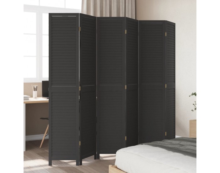 Sonata H Разделител за стая, 6 панела, черен, дърво пауловния масив