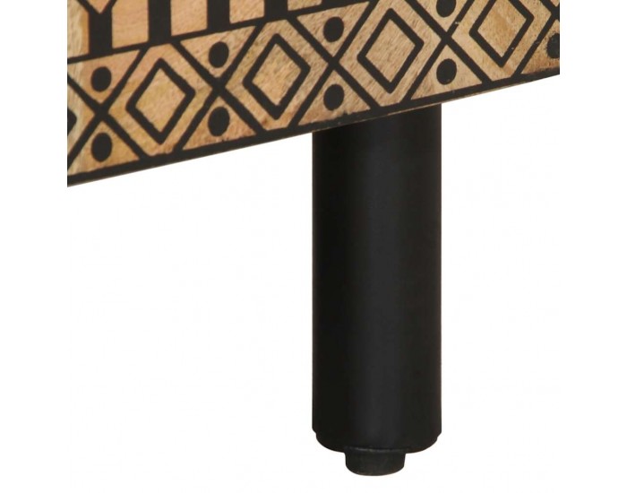 Sonata H ТВ шкаф, черен, 80x33,5x46 см, грубо мангово дърво масив