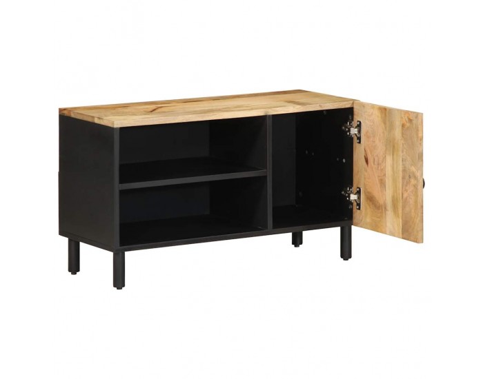 Sonata H ТВ шкаф, черен, 80x33,5x46 см, грубо мангово дърво масив