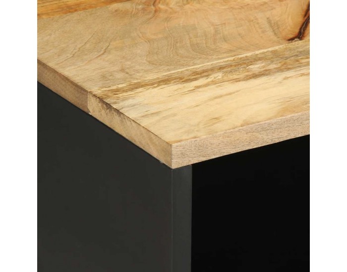 Sonata H ТВ шкаф, черен, 80x33,5x46 см, грубо мангово дърво масив