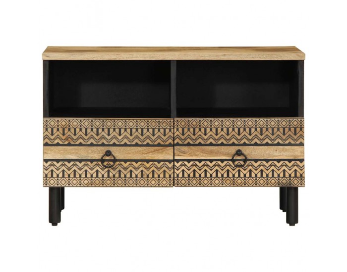 Sonata H ТВ шкаф, черен, 70x33,5x46 см, грубо мангово дърво масив