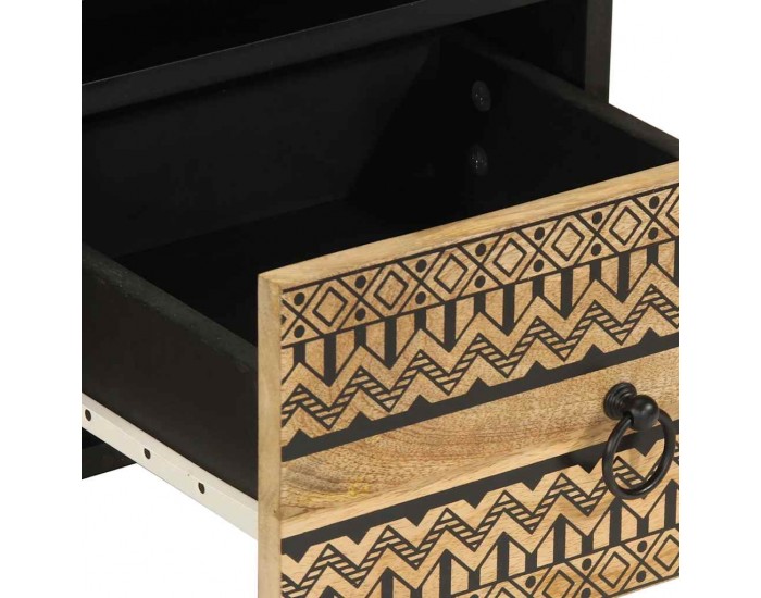 Sonata H ТВ шкаф, черен, 70x33,5x46 см, грубо мангово дърво масив