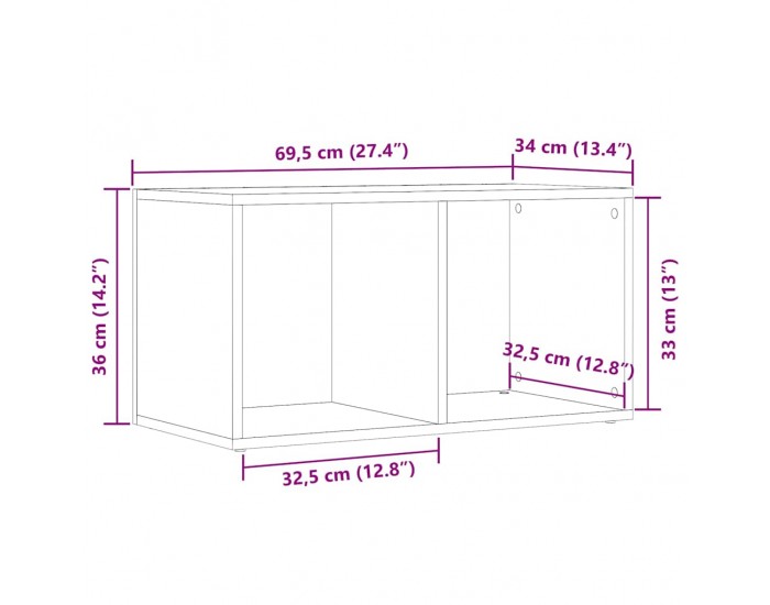 Sonata H LP Кутия за съхранение на старо дърво 69,5x34x36 cm