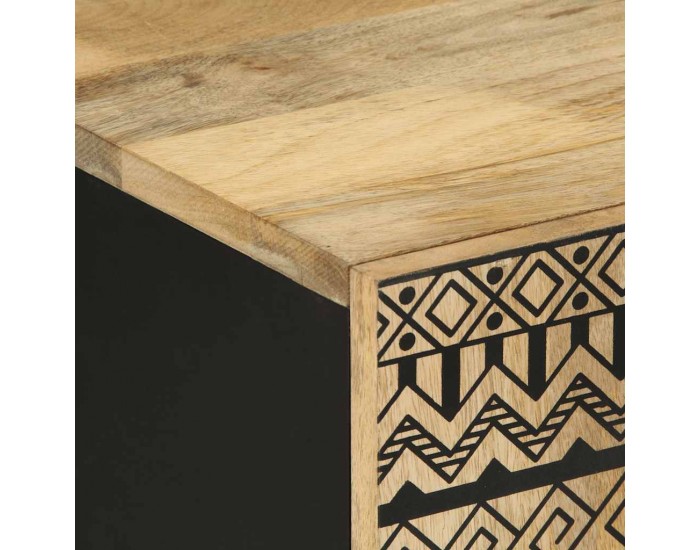 Sonata H ТВ шкаф, черен, 105x33,5x46 см, грубо мангово дърво масив