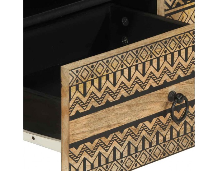 Sonata H ТВ шкаф, черен, 105x33,5x46 см, грубо мангово дърво масив