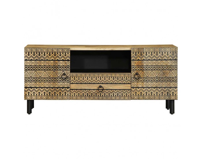 Sonata H ТВ шкаф, черен, 105x33,5x46 см, грубо мангово дърво масив
