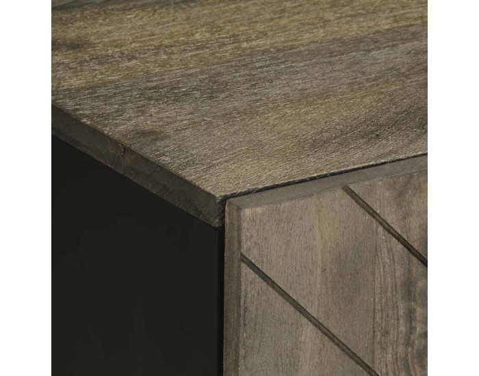 Sonata H ТВ шкаф, черен, 105x33x46 см, масивно мангово дърво