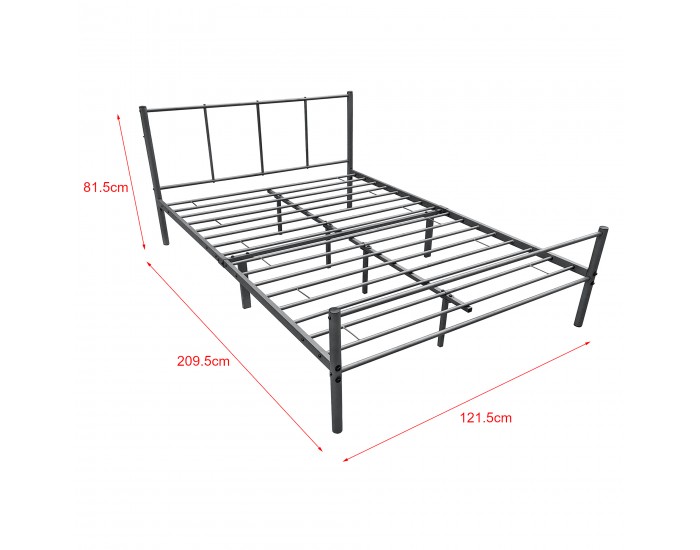 Метално легло Лаос 120х200 см тъмно сиво