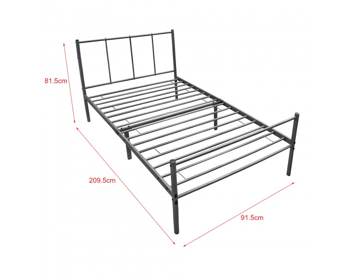 Метално легло Лаос 90х200 см тъмно сиво