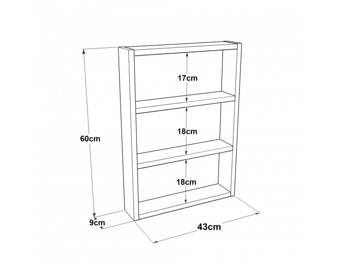 Lappajärvi кухненски рафт с 3 рафта 60 x 43 x 9 см бетонен вид []