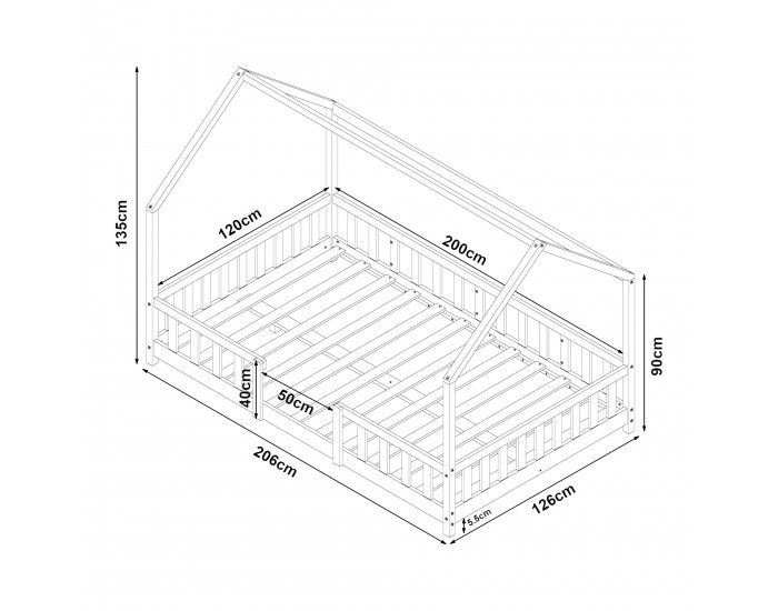 Детско легло Сисимиут 120x200 см бяло []